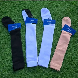 kaus kaki anak sekolah putih selutut kaus kaki paskibra kaus kaki upacara putih trlapak hitam, hitam polos Fashion