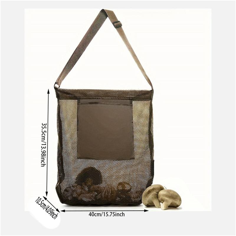 Product Introduction of 1PC Outdoor Orchard Picking Mushroom Bag Fruit Picking Bag Foldable Large Capacity Mesh Bag Field Satchel 24