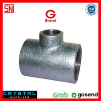 Gambar VLOK TEE GALVANIS BESI 1/2 x 1/4" G BRAND DRAT BSPT / REDUCING T Te dari Crystal Supplier Kota Semarang 1 Tokopedia