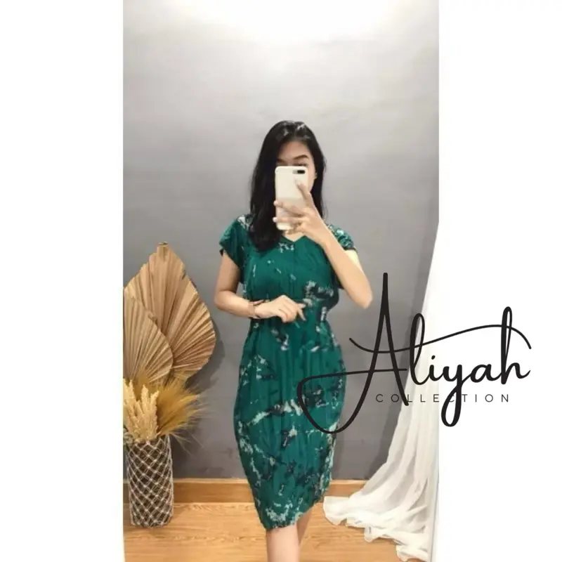 Daster Manohara Abstrak Bali Realpict - Gaun Wanita Casual Midi Hitam - Baju, Dress, Pesta, Dewasa, Panjang Tebal Tidur Pendek 3