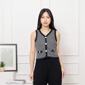 LONAIRE 7725# - Vest Houndstooth , Atasan Blouse, Rompi Wanita , Outer Premium , Bahan Semiwool