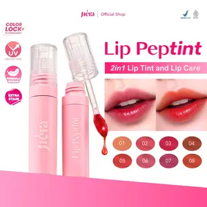 [HOT NEW SHADES] JIERA Lip Peptint 2 in 1 Lip Tint as a Lip Color & a Lip Treatment / Anti Geser, Light Weight, Ringan, Long Lasting, Tahan Lama, Bantu Mencerahkan Bibir, Kandungan : Saffron Extract, Peptide - Liptint, Lipstick, Anti-Aging, Watery Finish