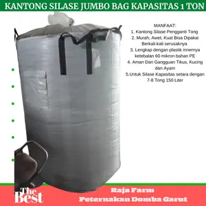 Kantong Silase Permentasi Jumbo Bag Kapasitas 1 Ton Lengkap Plastik Inner Dimensi 90x90x160 Murah Awet Pengganti Tong