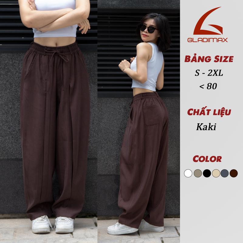 Quần Kaki158 Xếp Ly Ống Rộng Có Dây Rút GLADIMAX l Unisex Nam Nữ l Chất Vải Bền, Không Phai, Không Xù