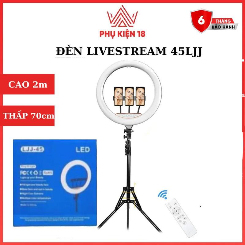 Đèn livestream 45cm cảm ứng 3 kẹp 3 chế độ sáng livetream tiktok  hỗ trợ trang điểm phun xăm thẩm mĩ kèm điều khiển và Chân 2m1 Selfie Kem Phụ Kiện