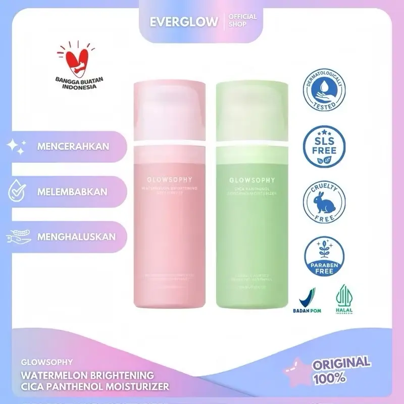 Glowsophy Moisturizer CICA Centella Soothing Moisturizer 100 ml | Watermelon Brightening Moisturizer Niacinamide 100 ml