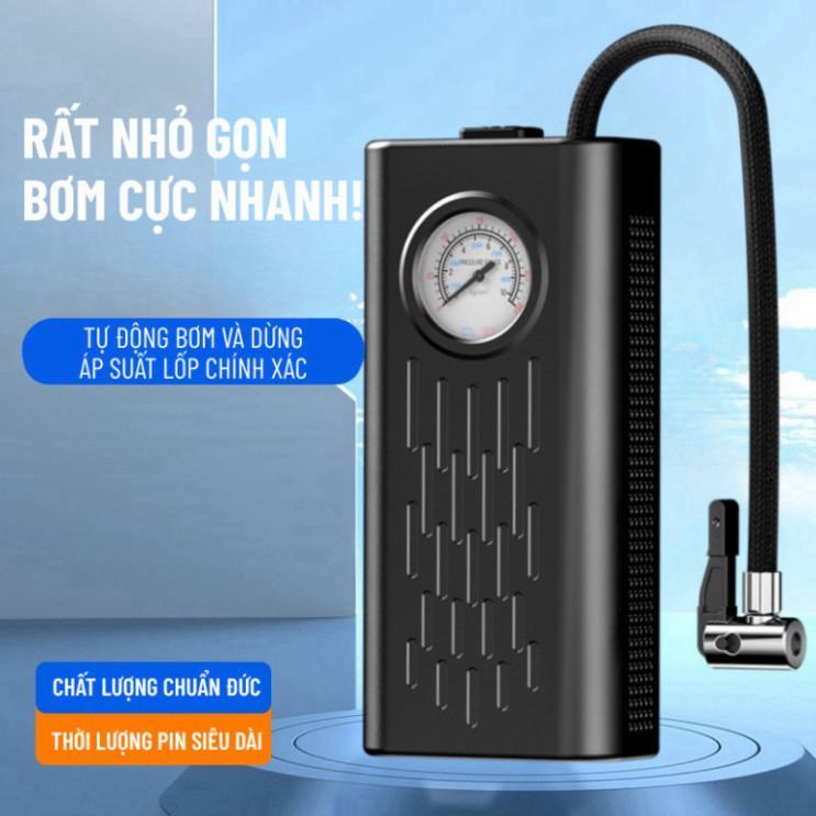 Máy bơm lốp ô tô không dây cầm tay sạc USB ngắt tự động, thiết kế nhỏ gọn công…