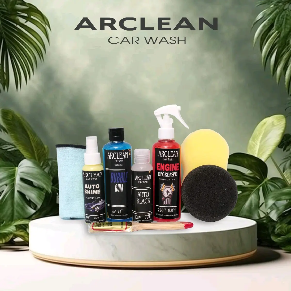 PAKET 4 BOTOL SABUN CUCI  KENDARAAN LENGKAP BY ARCLEAN  TERLARIS PAKET LENGKAP Ban Car sabun  motor Lap Mesin Pengkilap Body Microfiber Pembersih