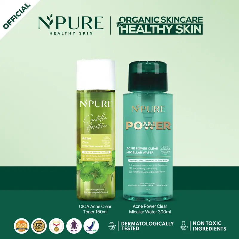 【Hoki Bundle】NPURE Paket Acne Face Toner Cica 150ml + Power Clear Micellar 300ml / Clear Pad 40pads + Power Clear Micellar 300ml / Melembabkan kulit / Mencerahkan / kulit berjerawat/ sensitif / Membersihkan debu polusi Kotoran / Exfoliating Wajah 1