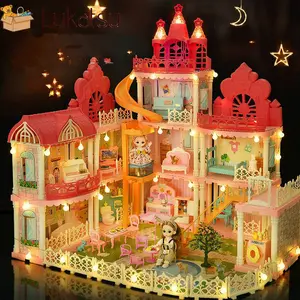 Mainan Rumah Boneka Mainan Castle Boneka Set Box Rumah Princess Rumah Boneka Villa Princess Castle
