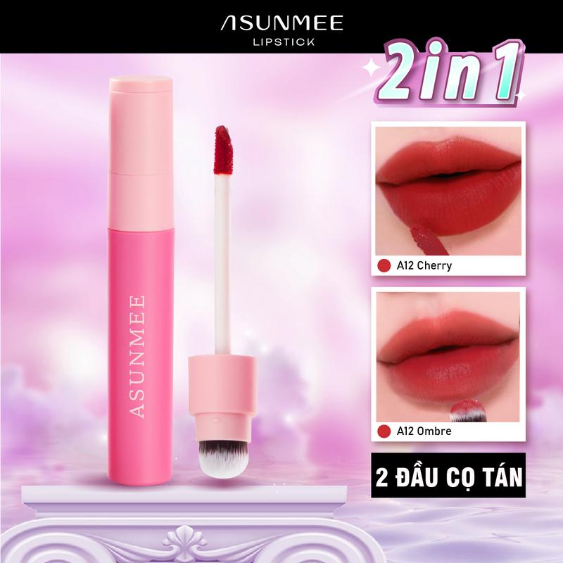 [DEAL MỞ BÁN] Son Kem ASUNMEE Hai Đầu Cọ Chất Son Mỏng Mịn, Bền Màu Mềm Mượt lì