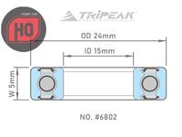 Gambar TRIPEAK SERIES 6802 HUB BEARING 15x24x5mm - P05 Chrome Steel dari Hobby One Kota Bandung 3 Tokopedia