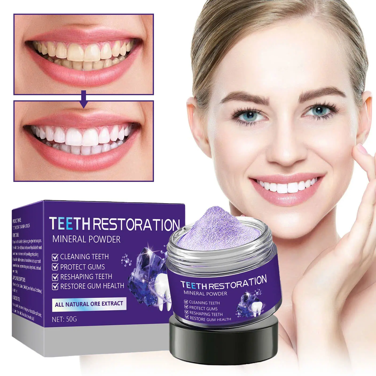 Bột Tẩy Trắng Răng Cấp Tốc Giúp Răng Bạn Trắng Sáng Tự Nhiên Nhanh Chóng Hiệu Quả Bảo Vệ Sức Khỏe Răng Miệng