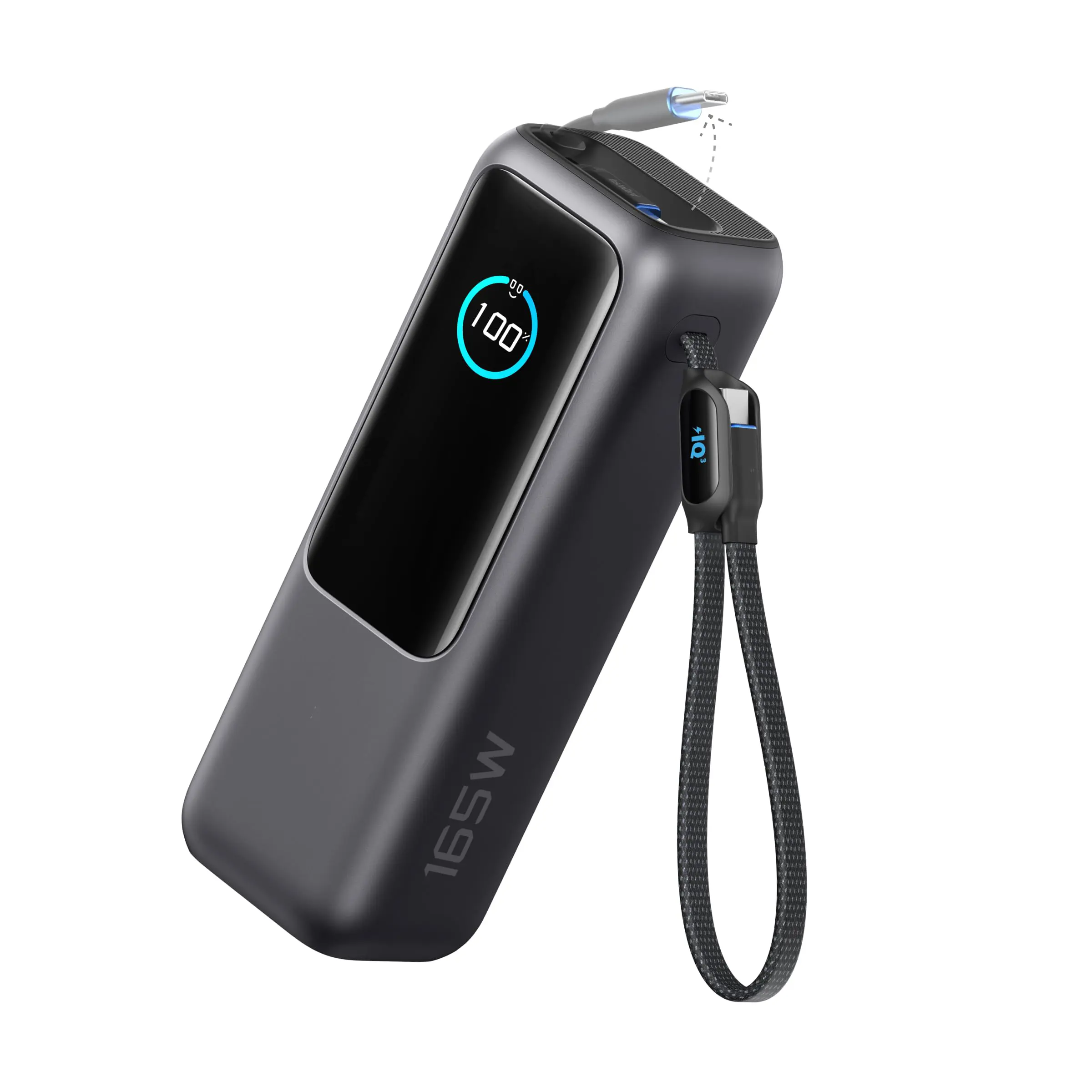Laptop Power Bank, 25,000mAh Portable Charger with Triple 100W USB-C Ports for Multi-Device Charging, Built-in and Retractable Cables, for iPhone 16/15 Series, MacBook, Samsung, and More