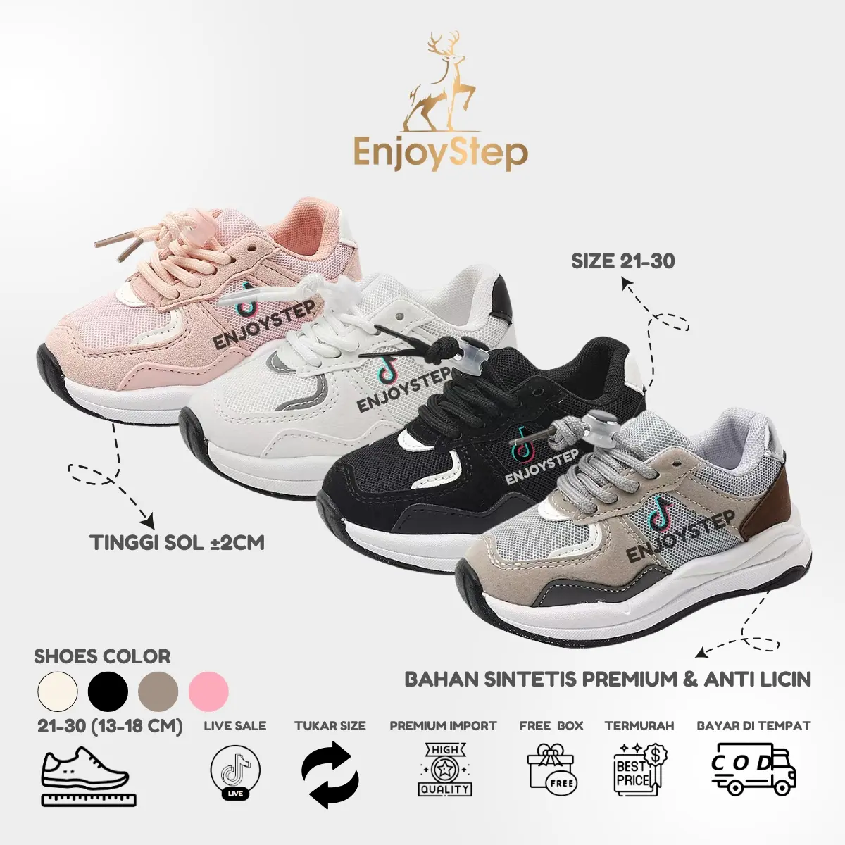 Enjoystep - Sepatu Anak Perempuan dan laki laki Sepatu Sneakers Anak Import Premium Quality S155 Fashion