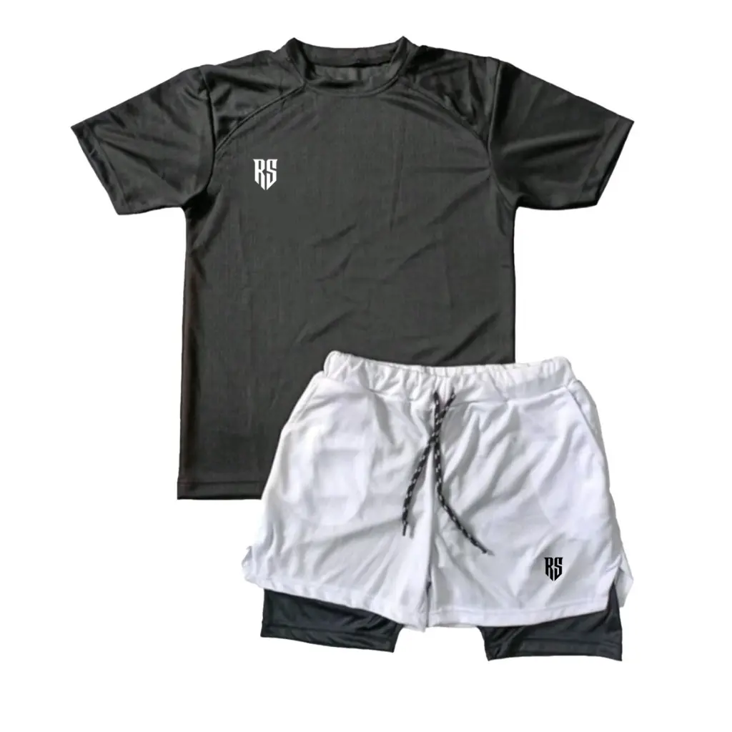 PAKET SETELAN BAJU OLAH RAGA & CELANA PENDEK 2IN 1 JOGGING RUNNING SLIMFIT PRIA SPORTY