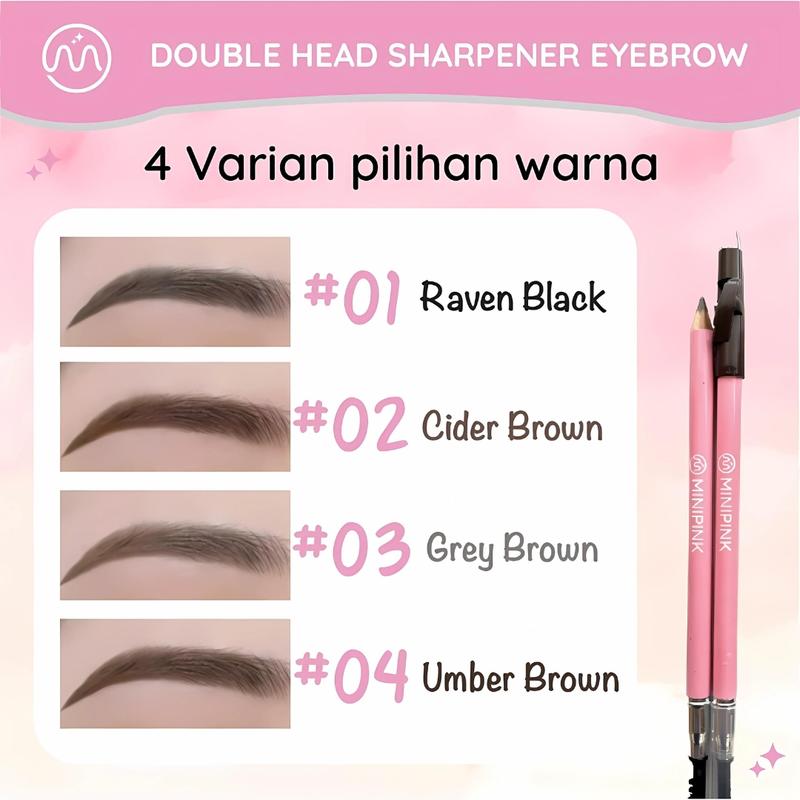 MINIPINK Double Head Sharpener Eyebrow Pensil Alis Kepala Ganda Tahan Lama Tahan Air MP010 3