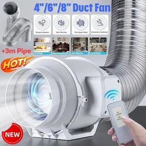 Kipas Angin Buang Diam Ekstraktor 4"6"8" Turbocharged 220V untuk Kamar Mandi & Dapur Peningkatan Aliran Udara & Tekanan Vakum Kuat Anti Asam Tinggi Motor Fleksibel Instalasi Fleksibel Kipas Saluran Segaris Inline Exhaust Fan Bulat