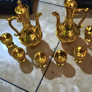 1Set teko anggur penarik kekayaan Set Ibadah Cangkir Dewa Keberuntungan - 1Pot + 3Cup