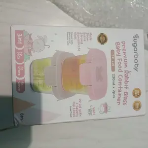 SugarBaby Premium Glass Jar Baby Food Container BPA FREE / Peralatan Makan Bayi MPASI / Wadah Mangkok Bayi Silicone Lid & Plastic Lid Rabbit & Round Glass Jar