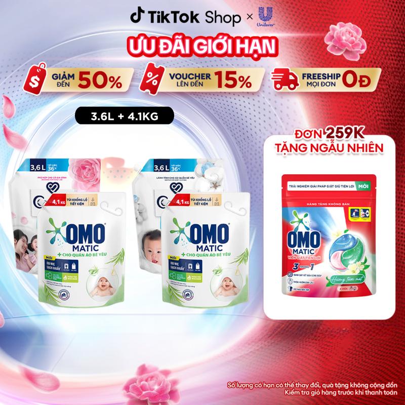 Combo Nước Giặt Omo Cho Bé Và Nước Xả Comfort Dịu Nhẹ Cho Bé Yêu  [1]