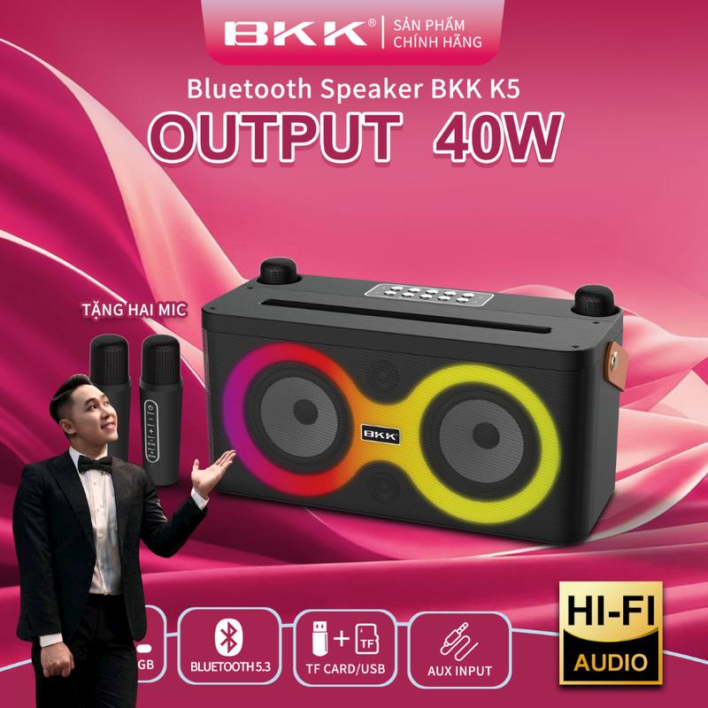 [DEAL 9K - ĐỘC QUYỀN VINHBANHBO] Loa Karaoke Bluetooth BKK K5 Thiết Kế Hiện Đại Âm Thanh Hay Nghe Nhạc Cực Chill Tặng Kèm 2 Micro