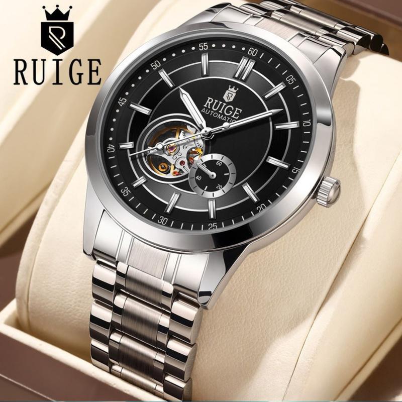   CHÍNH HÃNG  Đồng hồ cơ RUIGE Open Heart Chuyển Động Cao Cấp Automatic Thép Chống Rỉ Chống Nước Tốt Đeo Tay Watch Nam 