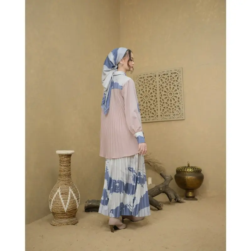 Setelan Rok Plisket Motif Louisa By Rania Fashion 3