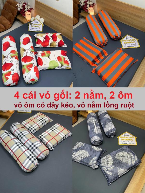 Combo 4 vỏ gối thun lạnh: 2 vỏ gối ôm khóa kéo (35 x 100cm) và 2 vỏ gối nằm (40 x 60cm) dạng lồng ruột (vỏ nằm không có dây kéo) đồng bộ, được chọn mẫu, nhiều mẫu đẹp - Lưu Ý: KHÔNG KÈM RUỘT GỐI