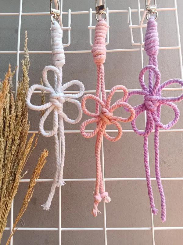 Gantungan Tas Macrame Gantungan Kunci Handmade gantungan  ransel Elegan Aksesoris Ganci Daisy 2