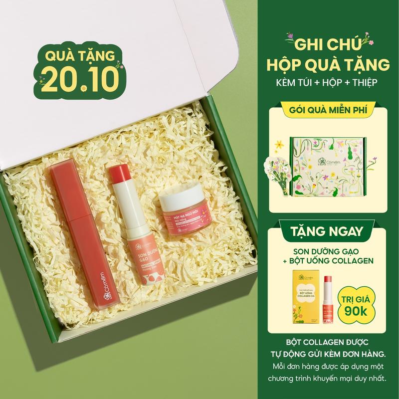 Bộ Chăm Sóc Môi Xinh - Combo Son Môi Hồng Gồm Son Dưỡng Mềm Môi + Son Kem Nhung Không Silicone+ Mặt Nạ Ngủ Môi) Cỏ Mềm