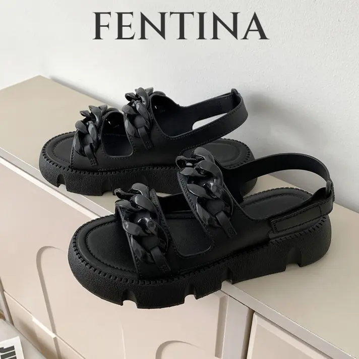 FENTINA Sandal Fuji Wanita Korea Sepatu Sandal Wanita Korea Jelly Wedges Platform Tebal Empuk