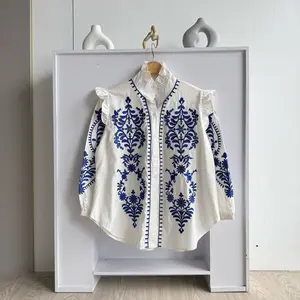 Viska Blouse Motif Etnic Atasan Wanita Premium Bahan Popline & Twill Ld 110 cm - Baju