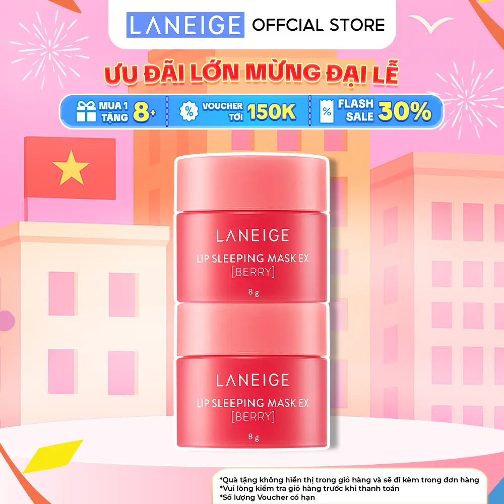 Bộ 2 mặt nạ ngủ dành cho môi Laneige Lip Sleeping Mask Berry EX 8g Son Nữ Skincare