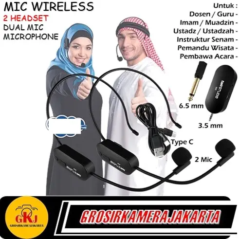 Mic Wireless Imam Masjid 2 Microphone Mikrofon