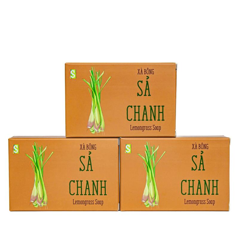 Combo 3 bánh Nghệ Sả Chanh 110g HTX Sinh Dược tặng 1 túi lưới tạo bọt xà bông thảo dược handmade