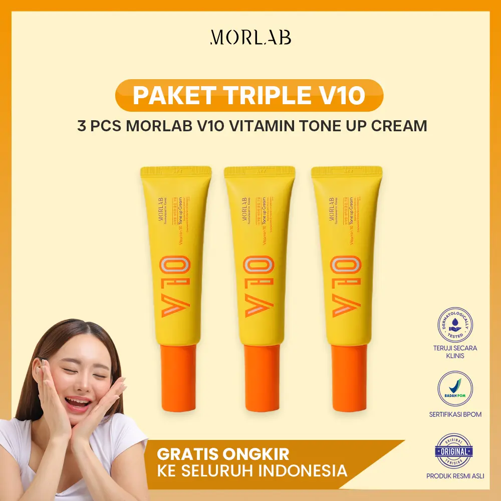 MORLAB - PAKET TRIPLE V10 VITAMIN TONE UP CREAM (BPOM)