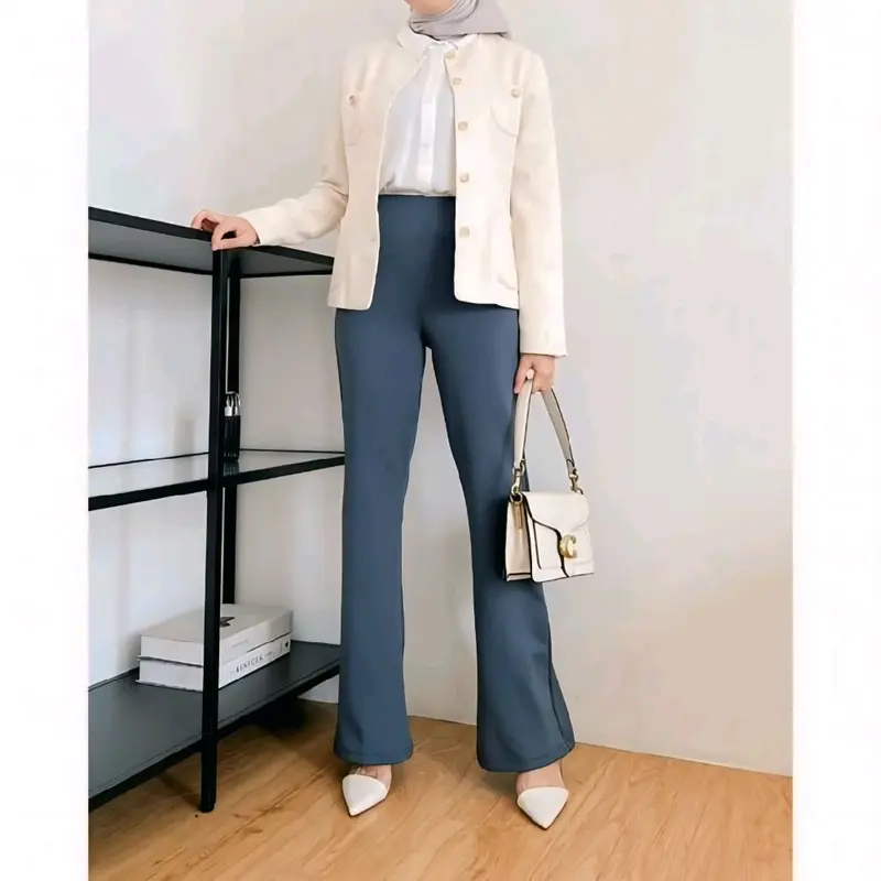 Flare pants - Celana cutbray scuba premium , celana cutbray scuba terbaru , celana highwaist kekinian Casual 6
