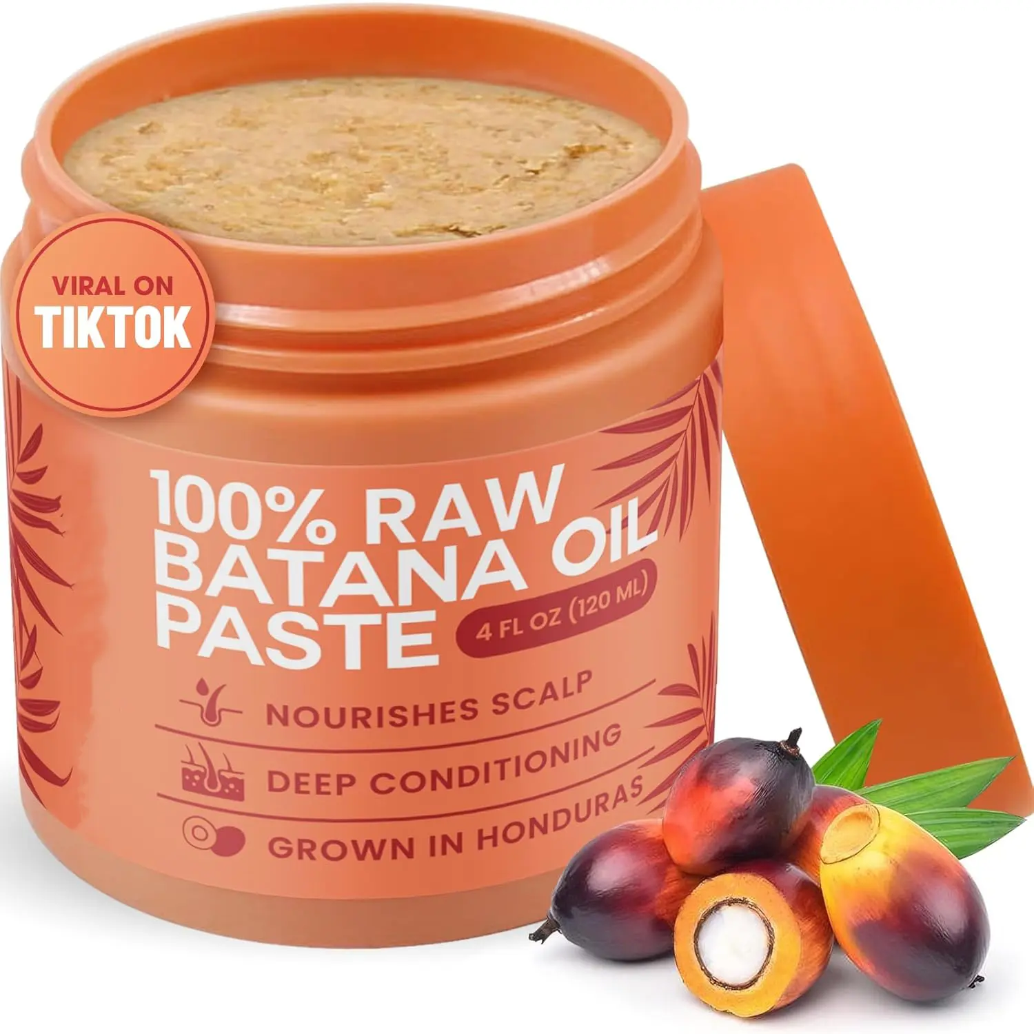 Raw Batana Oil for Hair Growth - 100% Pure, Organic 4oz Batana from Honduras for Thick and Strong Natural Hair - Unrefined Cold Pressed Cosmetic Scalp Mask for Men & Women