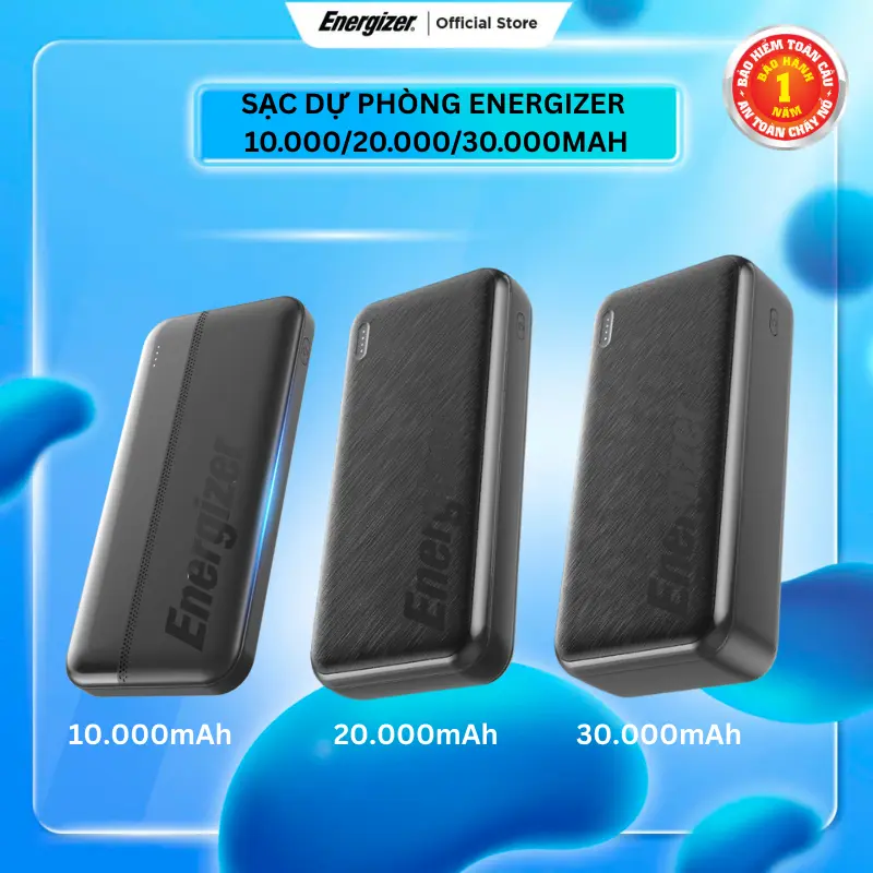 Sạc dự phòng Energizer 10.000mAh/20.000mAh/30.000mAh UE -  Hỗ Trợ Sạc Nhanh PD, Nhỏ Gọn, Hàng Chính Hãng, Bảo Hành 1 Năm