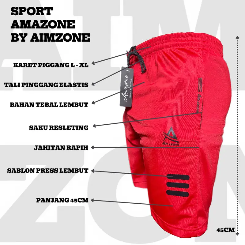 COD | Celana Pendek Olahraga Pria Dewasa Saku Resleting Pantai Casual Sport Short Pant Uniseks Running Gym Fitnes Badminton Jogging Volly Futsal Basket Renang Bahan Tebal Berkualitas Nyaman Cepat Kering Size L & XL 1