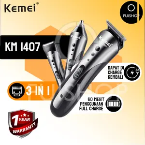 KEMEI Km 1407 3in1 Mesin Cukur Rambut Kumis Bewok Bulu Hidung/Alat Cukur Rambut