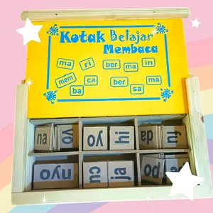Kotak Membaca Permainan Pendidikan Dini Kayu Anak-anak Pengenalan Kosakata Bahasa Indonesia Alat Kecerdasan Kognitif Mainan Puzzle Membaca Huruf Toys