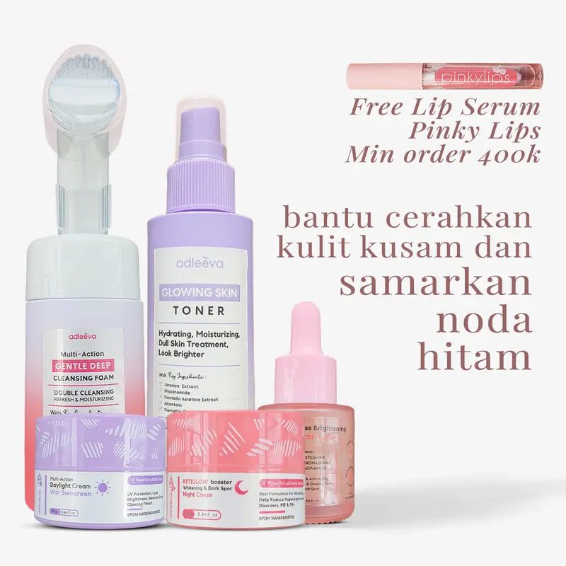 Adleeva Skincare Paket Complete Whitening 5 Pcs Mencerahkan Kulit Kusam dan Menyamarkan Noda Hitam 0