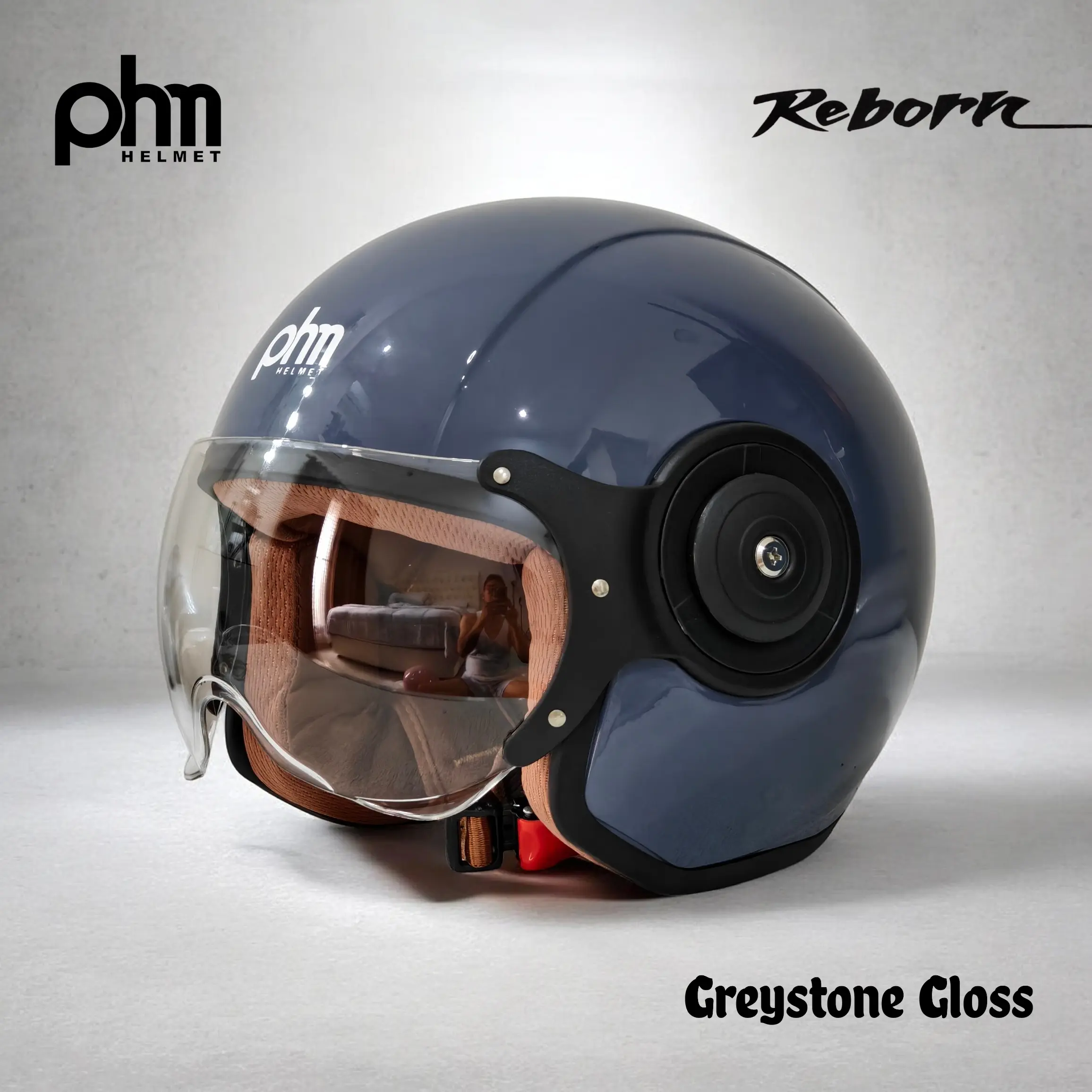 PHM Reborn Helm Retro Kaca Pilot Original | Helm Hijab Friendly Murah Nyaman Pria Wanita