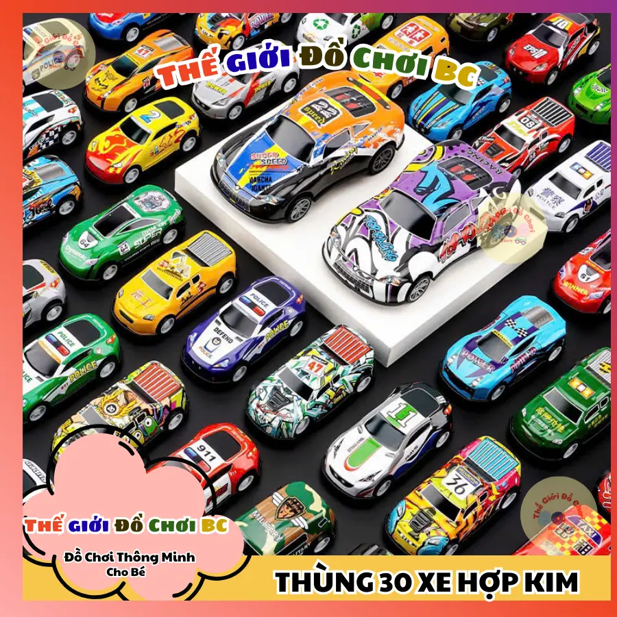 Xe Ôto Đồ Chơi Chạy Đà Cót Kéo Lùi Chất Liệu Hợp Kim Cao Cấp,Nhỏ Nhắn Xinh Xắn Tổng Hợp Nhiều Loại Xe