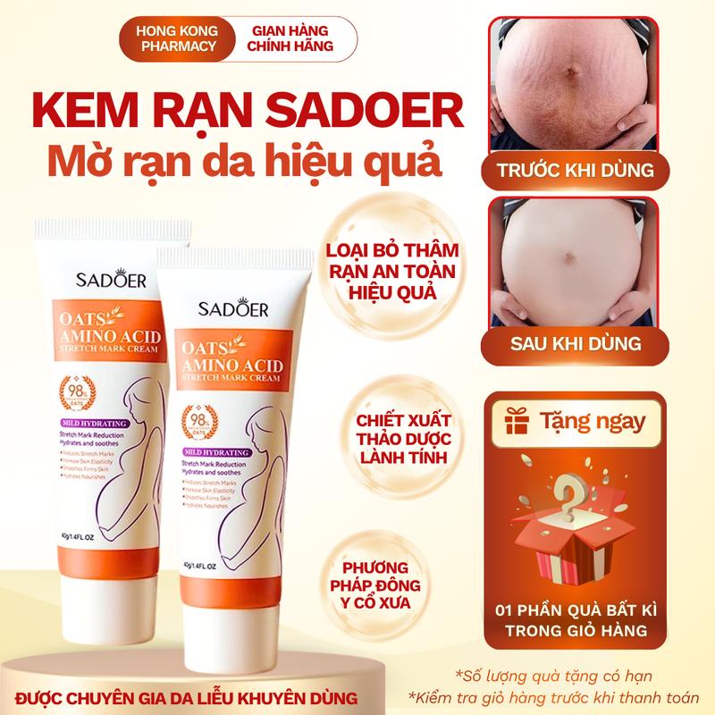 SADOER Kem Bôi Rạn Da Amino Acid 40g – Dùng Cho Rạn Đỏ & Rạn Trắng, Ngăn Ngừa &…