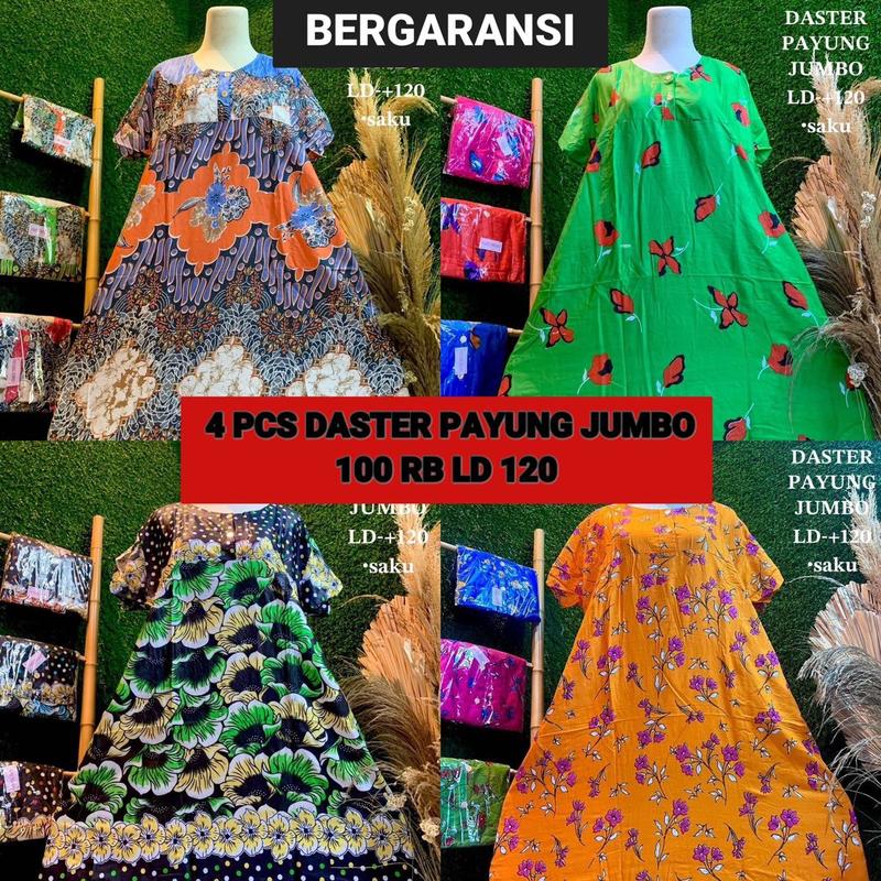 Paket Hemat 4 Pcs Daster Payung Jumbo Ld 120 + BONUS 1 DASTER Bahan Rayon Adem 0