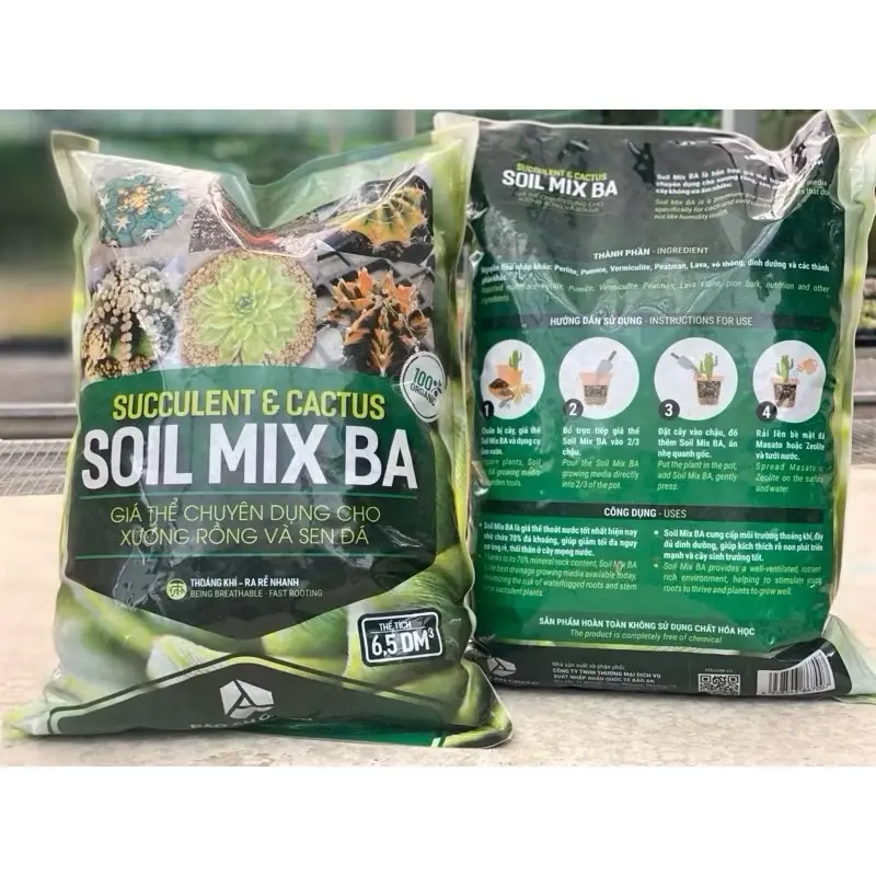 1kg Giá thể trồng sen đá SOIL MIX BA giá thể trộn sẵn cho cây cảnh sen đá xương rồng cây lá kiểng ( túi zip 1kg) 6
