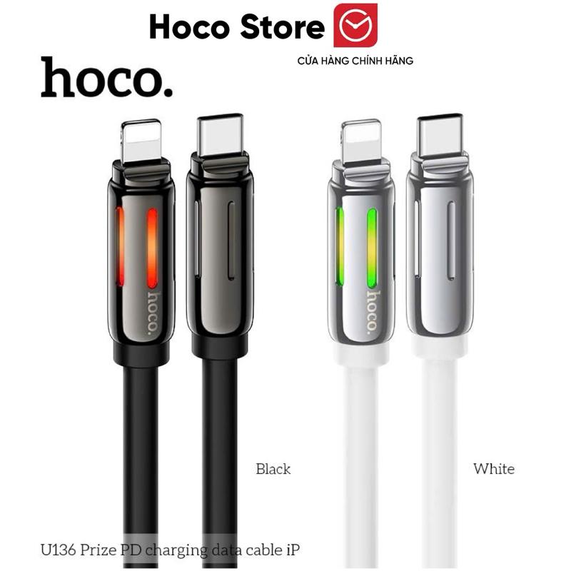 Cáp Sạc Nhanh Hoco U136 Chân Type-C To Lightning Sạc Nhanh 27W Cho iPhone 8 X Xs Xsmax 11 12 13 14 Series Cáp Bọc TPE Mềm Mại Bền Bỉ Dẫn Điện Tốt Đầu Cắm Có Led Sáng Đổi Màu Bảo Hành 12 Tháng Sạc Điện Thoại Phụ Kiện